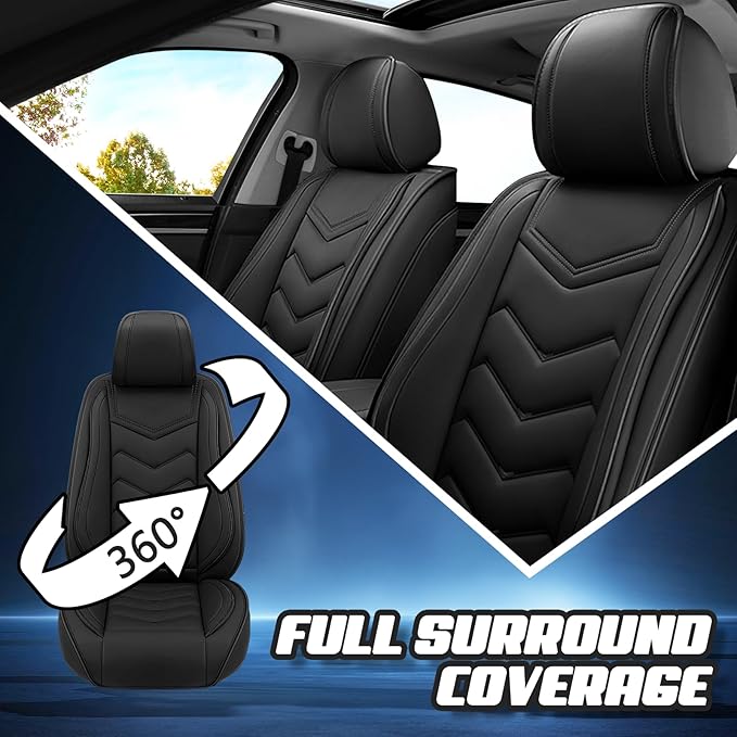 Car Seat Covers for Lexus ES 350 2007-2025, Premium Nappa Leather Car Seat Cover, Stylish Sport Seat Covers， Automobile Seat Cover Sets.(Standard 2 Seats/Pure Black)