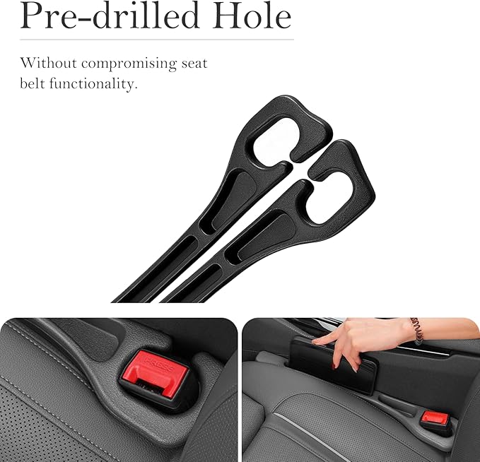 Car Seat Gap Filler 2-Pack, Universal Car Seat Gap Filler Organizer, Seat Gap Plug – Fills Gap Between Seat & Console, Drop-Proof Guard for Phones, Keys & Cards, Fits Cars, SUVs, Trucks, Black