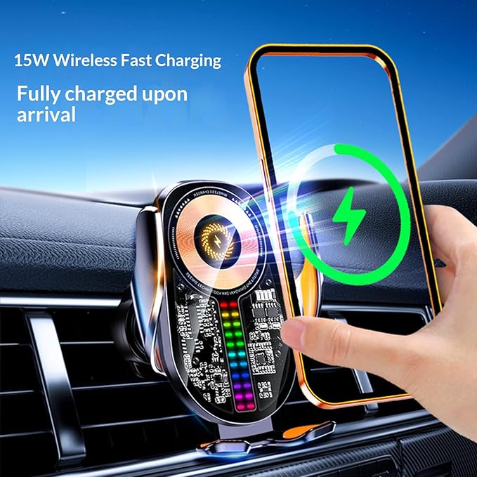 Wireless Car Charger,15W Car Phone Holder Mount，360°Rotation Vent Phone Mount for Car，Car Phone Holder Mount Wireless Charging Universal Compatibility with All Wireless Charging Smartphones (Black)