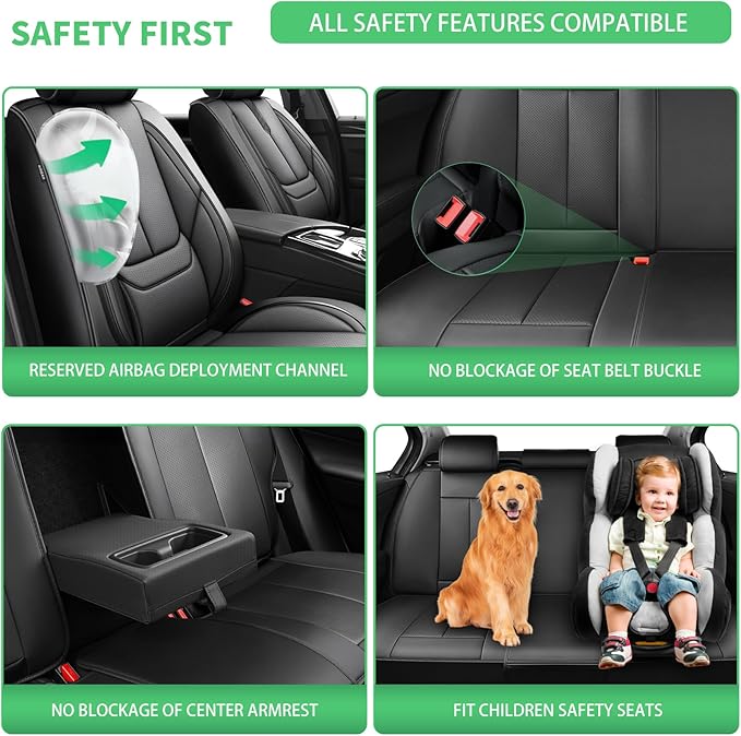 Fit Elantra Car Seat Covers for Hyundai Elantra 2017-2024 2025 2026 -Upgraded Premium Waterproof & Breathable Leather, Airbag Compatible, All-Weather Seat Cushion Protector,2 Front/Black