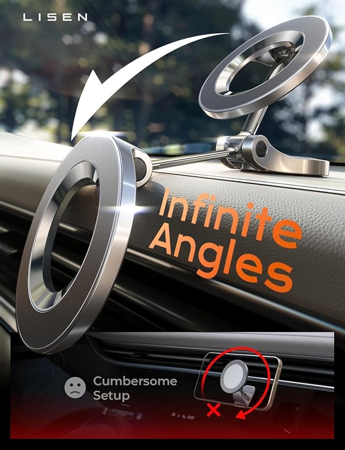 LISEN for MagSafe Car Mount for iPhone 17 Pro Max [24 Strong Magnets] Classic Magnetic Phone Holder for Car Dashboard Magnet Phone Mount Car Cell Phone Holder for iPhone 17 Pro Max Air 16 15 14 13 12