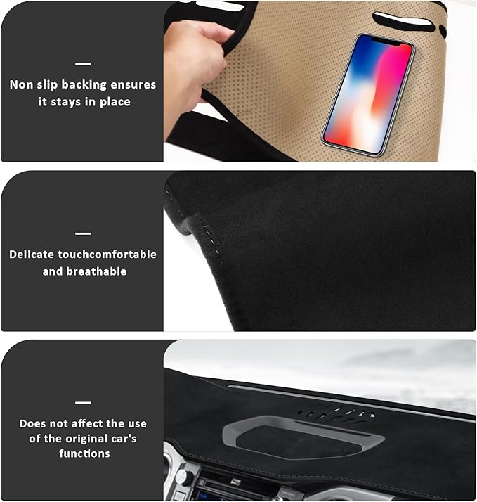 auovo Dashboard Cover Mat Compatible with Toyota Tundra 2014 2015 2016 2017 2018 2019 2020 2021 Anti-Slip Dash Cover Dash Carpet Cover Sunshield Protector
