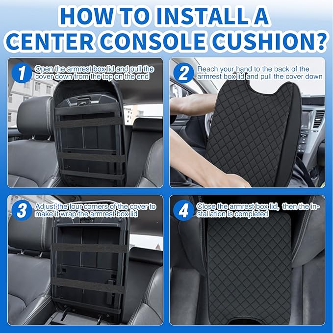 Nilight Center Console Cover Compatible with 2015-2020 Ford F150 2017-2022 F250 F350 F450 PVC Leather Armrest Cover for Car Middle Center Console Pad Car Armrest Box Cover(Bucket Seat Only) -Black
