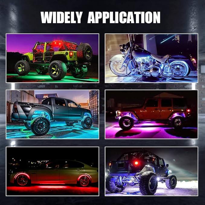 Kairiyard 8 Pods Rock Lights, RGB LED Rock Lights APP Control Music Mode Multilcolor Waterproof Underglow kit for Trucks Car ATV UTV RZR SUV