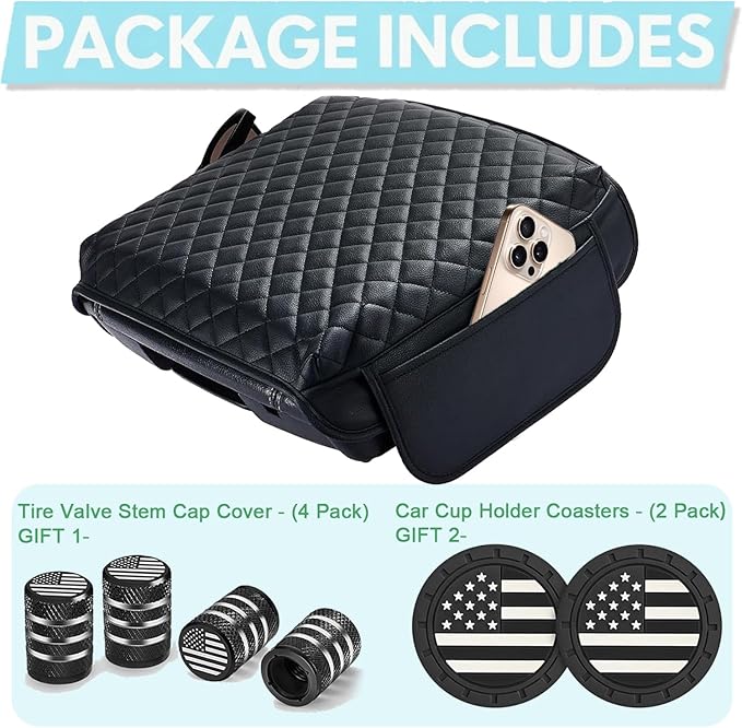 Thickened Center Console Cushion for 2019-2025 Ram 1500/2500/3500 PU Leather Armrest Cover Protector,Anti-Scratch for 5th Ram 1500(Bucket Seat Console) Arm Rest Lid Accessories 19-25