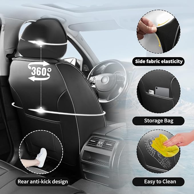 Fit HRV Car Seat Covers Compatible with Honda HRV 2016-2025 2026, Premium Leather Breathable, Wear Resistant, Airbag Compatible, All-Weather Protection & Full Coverage, Full Set Red Line Black
