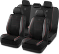 Skechers Air-Cooled Memory Foam Seat Covers,Mesh Thick Car Seat Covers,Piping Leather Car Seat Cover Full Set,Airbag Compatible,Automotive Comfort Universal Fit Most Cars,Vans,Trucks,SUV,Red