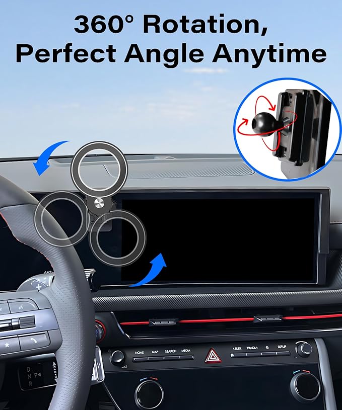Car Phone Holder for Hyundai Sonata 2024 2025 2026 Accessories Apply to 12.3 Inch Touch Screen Fixed Clip Magnetic Cell Phone Mount Hands-Free 360 Degree Rotation