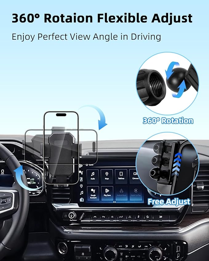 PZK Car Phone Mount for 2022-2025 2026 Chevy Chevrolet Silverado 1500/GMC Sierra 1500 LT/RST/ZR2/LTZ/LT Trail Boss/High Country Accessories 13.4-Inch Screen Auto Lock Chevy Phone Holder 360° Rotation