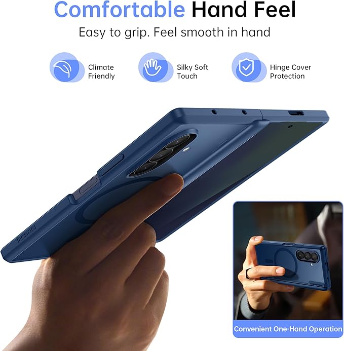 MOBOSI Magnetic for Z Fold 7 Case with Privacy Screen Protector, Samsung Galaxy Z Fold7 Cover[Compatible with Magsafe & Full Body Hinge Protection] Shockproof Phone Cases for zfold 7, Blue