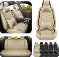 Car Seat Covers for Fiat 500 2012-2019, Premium Nappa Leather Car Seat Cover, Stylish Sport Seat Covers， Automobile Seat Cover Sets.(Luxury 5 Seats/Beige)