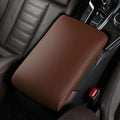 Car Armrest Cover Pad for Hyundai Santa FE 2021 2022 2023 2024 2025 Premium Leather Center Console Armrest Cushion Pad Anti-Scratch Waterproof Auto Interior Accessories Light Brown