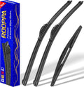 3 wipers Replacement for 2003-2009 Honda Element/2009-2014 Nissan Cube, Windshield Wiper Blades Original Equipment Replacement - 20"/20"/12" (Set of 3) U/J HOOK