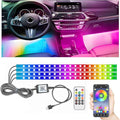 STONEBANKS 5.7FT LED Interior Light for Car, 48LEDs RGB USB Under Dash Lighting, Footwell Neon Internal Lights Kit, Smart APP and Remote Dual Control, Multicolor Music and Mic Mode