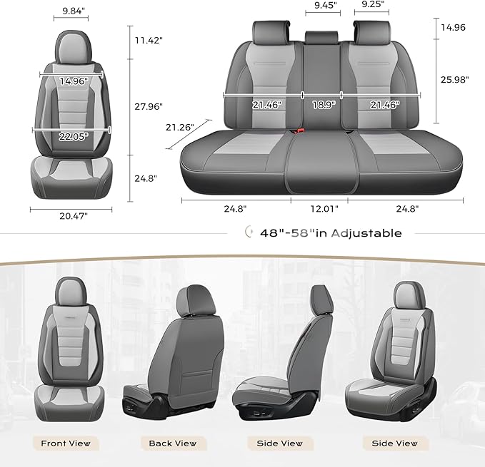 Coverado Car Seat Covers Front, Seat Covers for Cars, Waterproof 2-Pack Car Seat Cushion, Leather Carseat Seat Protectors, Universal Seat Covers Fit for Most Sedans SUV Pick-up Trucks(Gray&Light Gray)