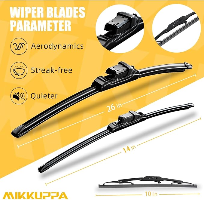MIKKUPPA 26"+14"+10" Windshield Wiper Blades Replacement for Chevrolet Trax 2013 2014 2015 2016 2017 2018 2019 2021 Original Factory Quality All Season Front Rear Wiper Blade Set (Pack of 3)