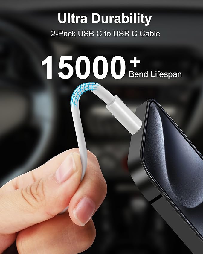 iPhone 17/17 Pro Max Car Charger Fast Charging, 40W Dual Port Fast USB C Car Charger Adapter + Type C Charging Block + 2x3FT USB C Cable Cord for iPhone 17/17 Pro/16/16 Pro Max/15/15 Pro/Plus, iPad