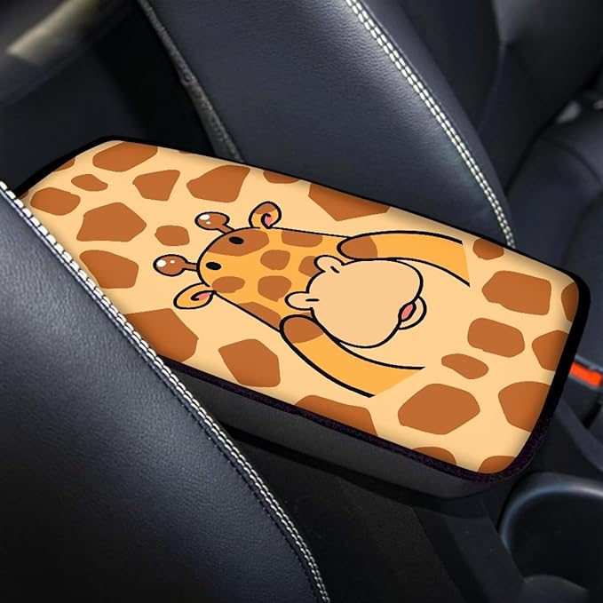 Cartoon Giraffe Car Armrest Pad Breahtbale Soft Auto Center Console Arm Rest Protector Cover Universal Cute Car Interior Accessories