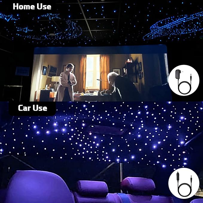 AMKI 16W Fiber Optic Lights,Starlight Headliner Light Kit APP/Remote Control Sound Activated Mode for Car&Home Decoration,Optical Fiber Cable Strands (0.75mm+1mm+1.5mm) 9.8ft/3m Long 430pcs