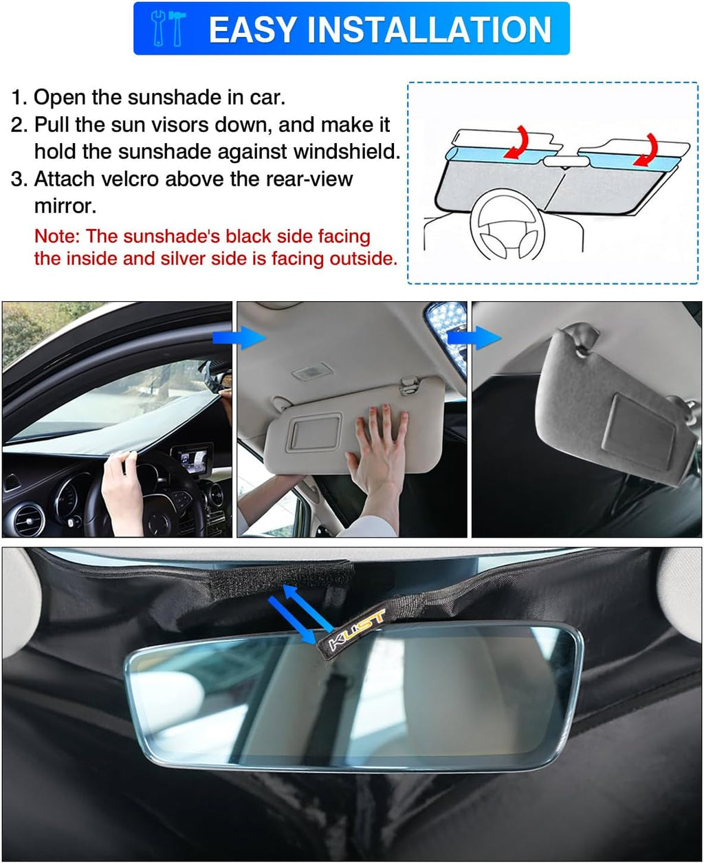 KUST Windshield Sun Shade for Lincoln Aviator Accessories 2020-2025 2026 Window Shade Sun Visor Cover Foldable Blocks UV Rays Keep Your Car Cooler