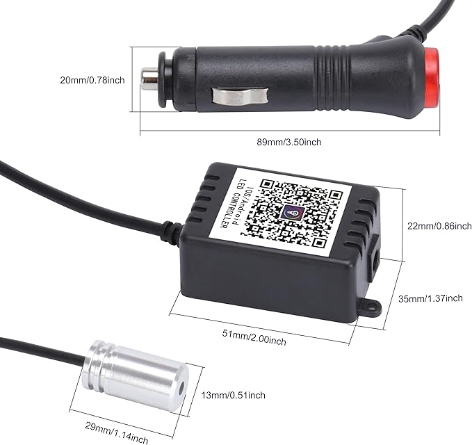 4 Meters Optic Fiber Car Ambient Lighting with Bluetooth App Control + RF Remote Control 64 Colors Multicoloured Music Interior Lighting Kit DC 12V 1W