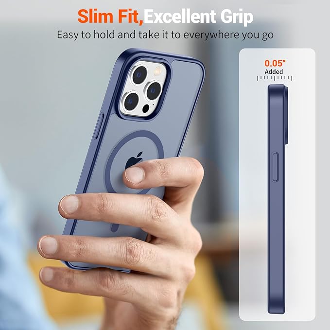 SUPFINE Magnetic for iPhone 14 Pro Case (Compatible with MagSafe) (Military Grade Drop Protection) Slim Translucent Matte Shockproof with Anti-Fingerprint Phone Case,Lavender Gray