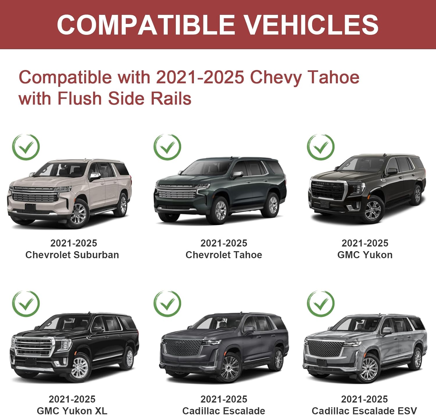 KINGGERI Lockable 330lbs Roof Rack Cross Bars Compatible with 2021 2022 2023 2024 2025 Chevy Tahoe & Chevrolet Suburban & GMC Yukon XL & Cadillac Escalade ESV, Heavy Duty Rooftop Aluminum Crossbar