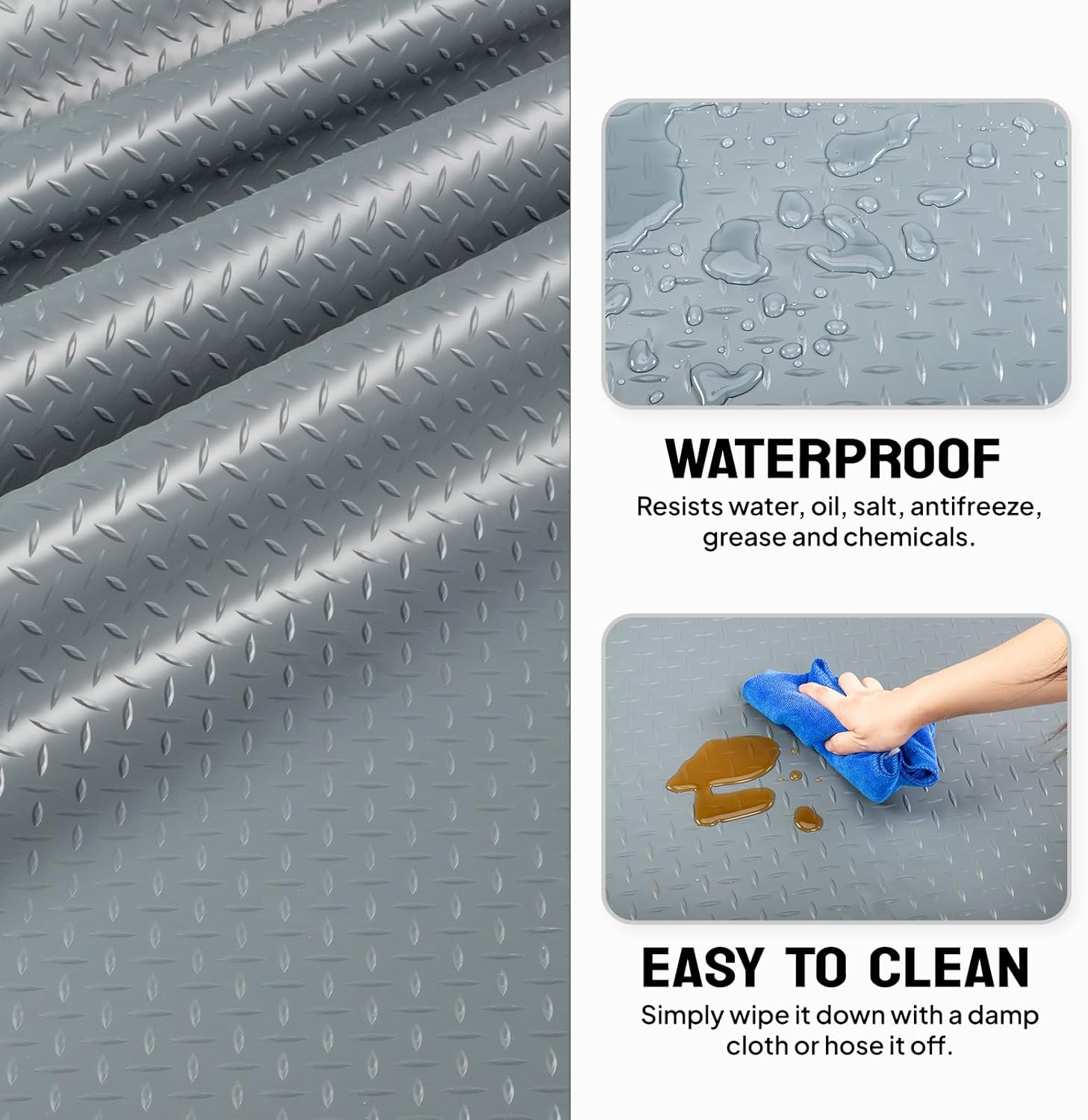 TUFFIOM 7'87'' x 22 FT Garage Floor Mat, Thickened Diamond Plate PVC Garage Mats Flooring Roll for Under Car, Garage Parking Mats for Floor Large SUVs, MPV, Pickup Truck, RV