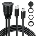Dual Port USB C 3.0 Male to USB C 3.0 Female Extension Cable,Flush Mount Waterproof Panel Cable for Car,Truck,Boat,Motorcycle Dashboard 3.3ft