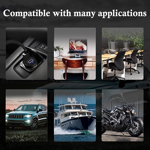 BATIGE Alloy Dual Port USB 3.0 Car Dashboard Flush Mount Cable, Male to Female with LED Indicator Extension Cable for Car Truck Boat Motorcycle Dashboard Panel - 3ft