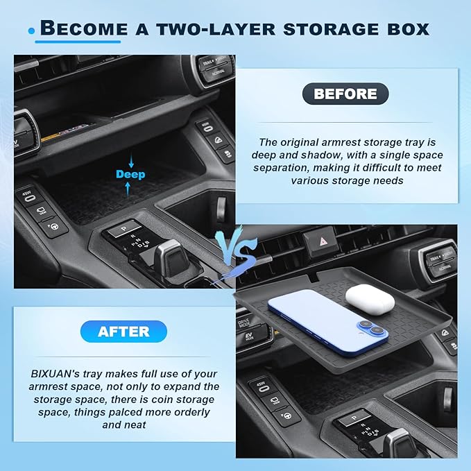 (4PCS) 2026 R AV4 Center Console Organizer For 2026 Toyota R AV4 Front Center Console+Console Cup Holder+Wireless Charging Tray+Passenger Above Glove Tray Console Storage Box 2026 R AV4 Accessories