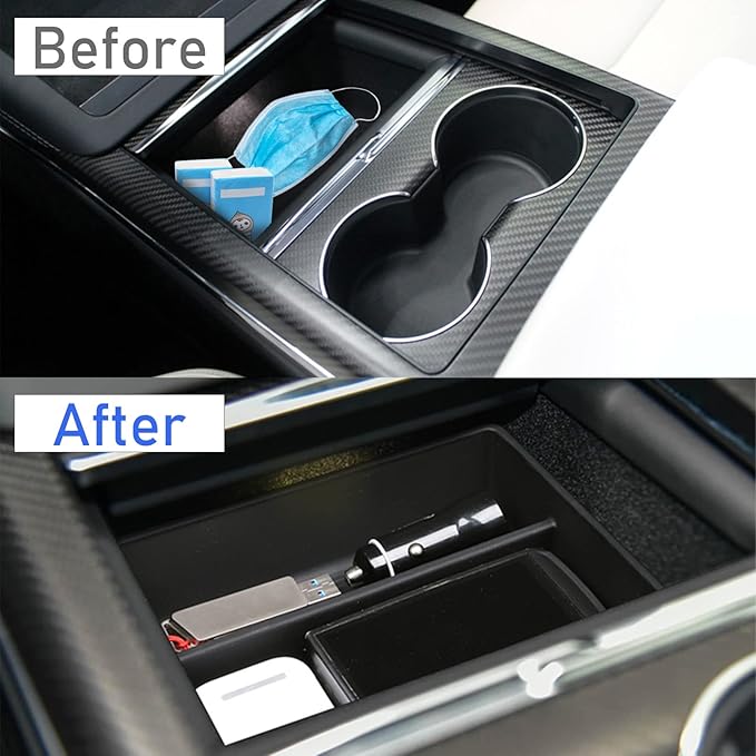 Jaronx Compatible with Tesla Model S/X Console Organizer 2021-2026, Refresh Center Console Storage for Model X/S Plaid/Long Range, Silicone Organizers Tray for Tesla X/S Accessories