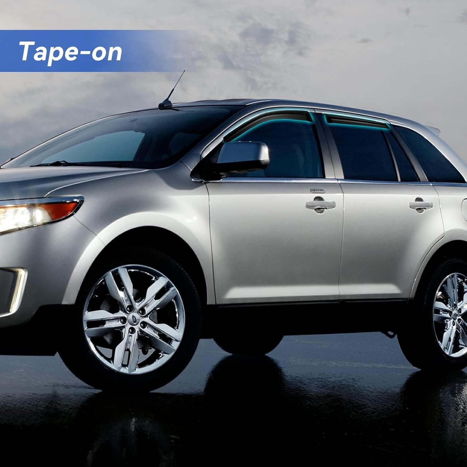 Window Visors Rain Guards for 2007-2014 Ford Edge, Out-Channel Window Vent Wind Deflectors Visors Shades for 2007-2015 Lincoln MKX