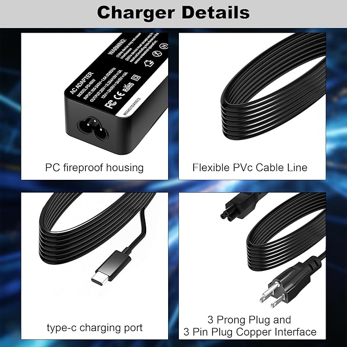 65W USB-C Charger Cable for NOCO UltraSafe Portable Jump Starter Compatible with NOCO Boost X GBX45 GBX55 GBX75 GBX155 Power Adapter Cord