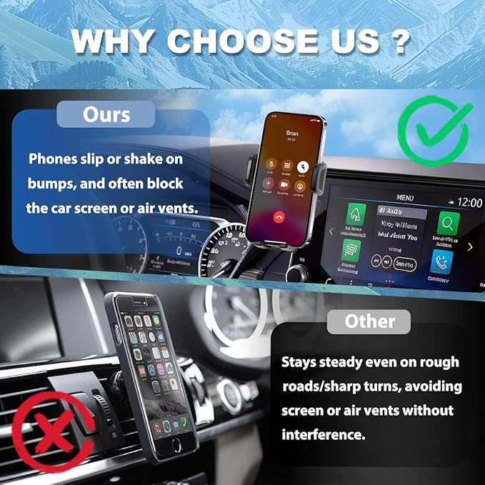 Car Phone Holder Fit for 2021-2025 Nissan Rogue / 2019-2025 Altima / 2020-2025 Sentra Accessories Phone Mount 8-inch Screen Fixed Clip, Cell Phone Automobile Cradles Hands-Free 360 Degree Rotation