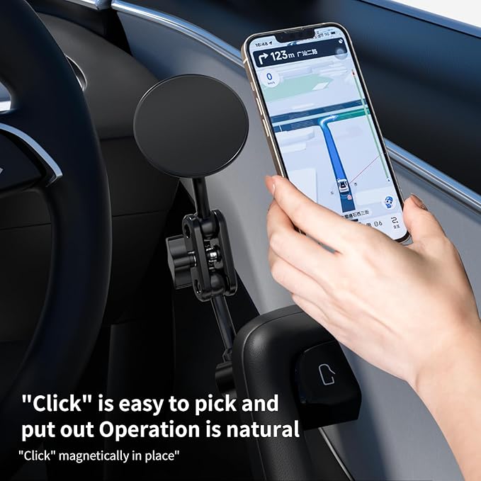 Magnetic Door-Mount Phone Holder for Tesla Model Y/3, Aluminum Alloy Construction, 4D Adjustable Car Mount with Super Magnetism, Original Hole Installation Compatible