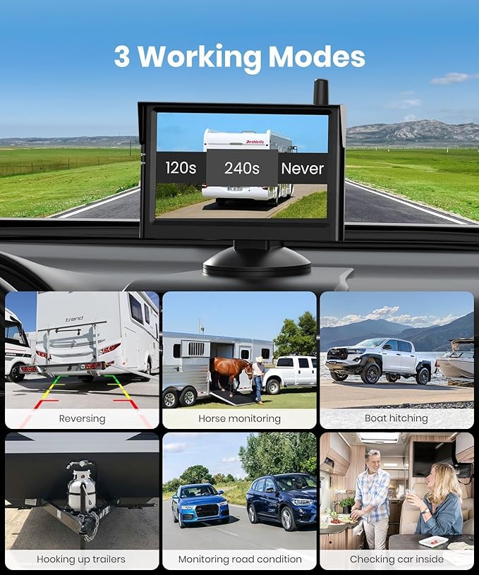 AUTO-VOX Wireless Backup Camera Magnetic: 1 Min Install Trailer Hitch Camera, 1080P HD Monitor with IR Night Vision, Storage Bag Included, Easy to Move Between Vehicles for Truck, RV, Trailer