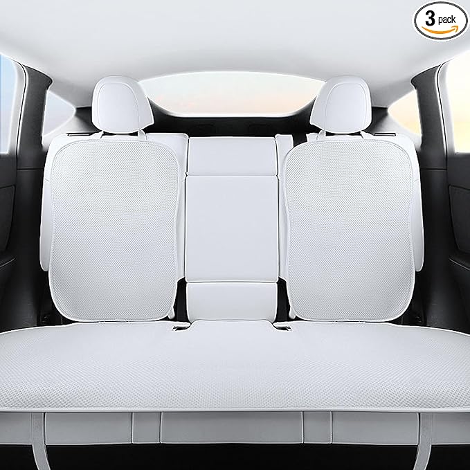 Rear Car Seat Covers for Tesla Model Y Juniper 2025 2020-2024 Breathable Interior Seat Cushion Protector All Season Protection (Without Logo)