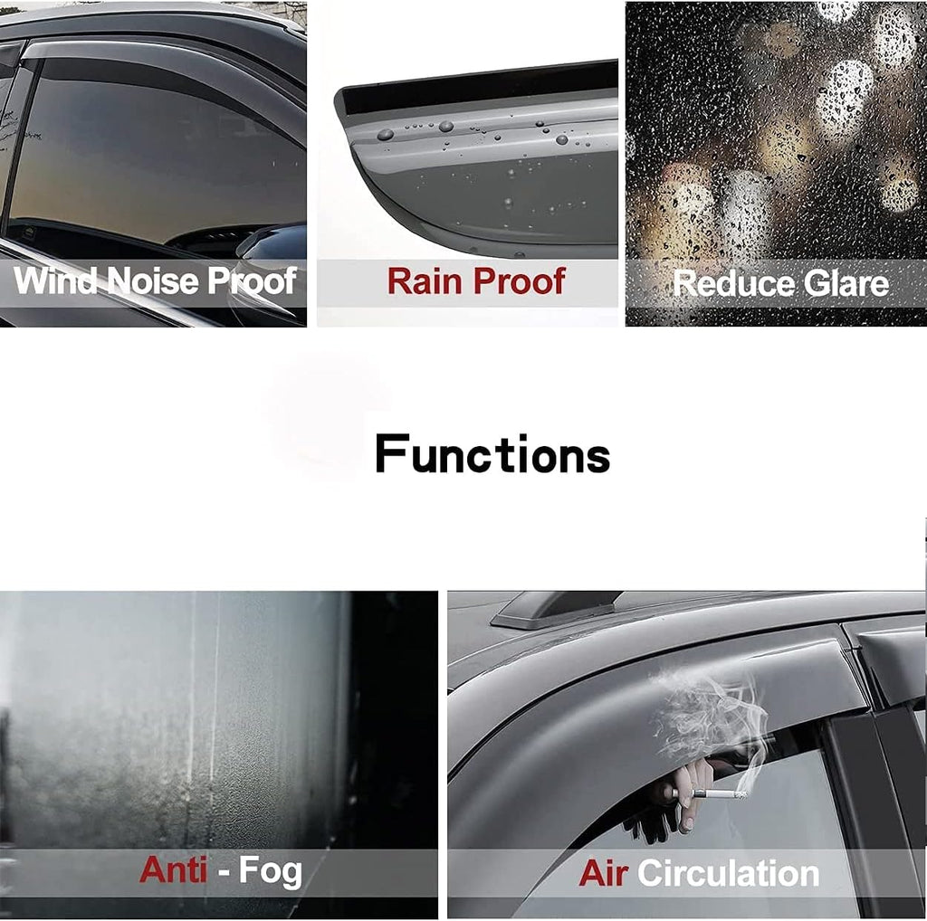 Side Window Deflector Visor Rain Guard,Outside Mount Tape-on Shatterproof Dark Smoke,4pcs Dark Smoke Window Shades fit for 1999-2004 Jeep Grand Cherokee WJ 94650