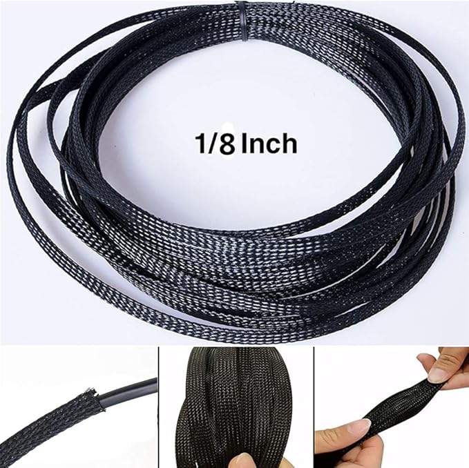 25ft - 3/8 Inch Cable Management Sleeve Protector,Wire Loom PET Expandable Wire Sleeving for Office TV Computer Home Theater Engine Bay Cord Organizer,Protect Cables from Pet Cat Dog Chewing,BlackBlue