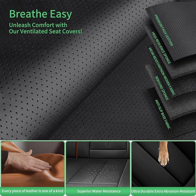 Fit Impreza Car Seat Covers for Subaru Impreza 2004-2024 2025 2026 -Upgraded Premium Waterproof & Breathable Leather,Airbag Compatible,All-Weather Seat Cushion Protector,Full Set,Black-Brown
