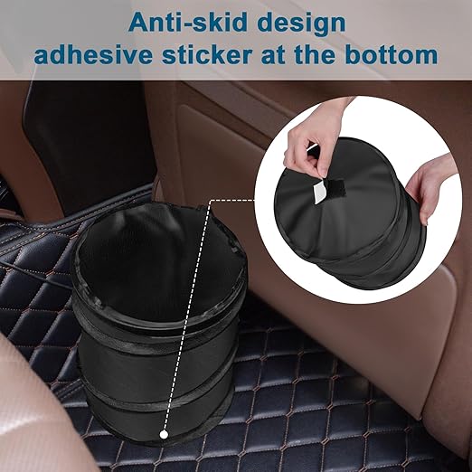 Car Trash Can, 2 Packs Pop-up Car Trash Bin, Large-Sized Collapsible Garbage Can, Trash Bag with Elastic Band Hanging, Double-Layer Washable Trash Can, Waste Basket with Velcro