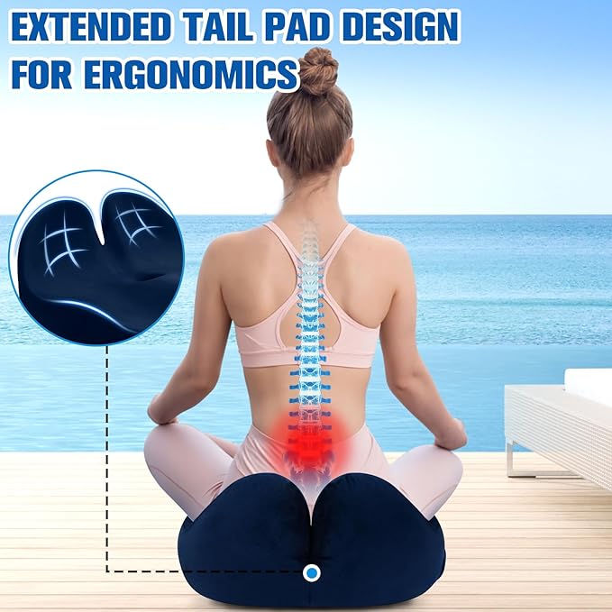 Seat Cushion, Chair Cushions for Office Chairs/Desk Seats/Wheelchair - Hip&Sciatica&Tailbone Pain Relief Memory Foam Office Chair Cushion for Long Sitting Office Workers (Blue, X-Large)