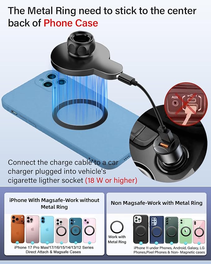 PZK Car Phone Mount for 2023-2025 2026 Honda Accord Hybrid Sport /-L/EX-L/Touring/Prime (Only for 12.3-Inch Screen) Magnetic 15W Fast Wireless Charger Car Phone Holder (Not Fit for LX/EX/SE Series)