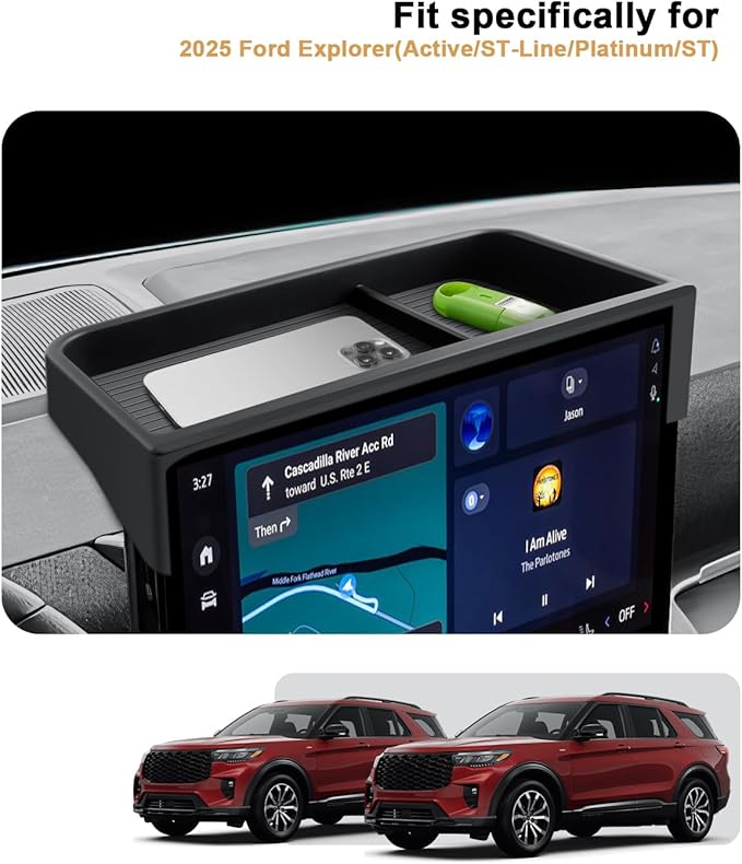 ECOZEN 2026 Explorer Dash Console Organizer - Behind Screen Organizer For 2025-2026 Ford Explorer(Active/ST-Line/Platinum/ST) Accessories - Dashboard Storage Behind Screen Center Console Organizer