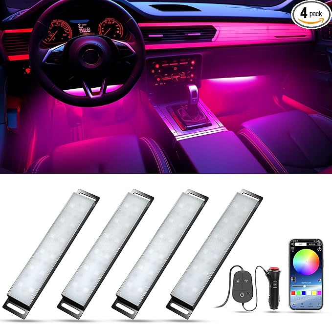 Honalia Car Lights Interior, LED Lights for Car Interior with APP Control, Truck Inside Lights with DIY Mode and Music Mode, Ambient Lighting for Men, DC 12V