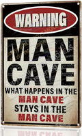 'What Happens Here, Stays Here!' Funny Man Cave Decor for Men | 12x8″ Durable Vintage Metal Man Cave Signs Wall Decorations for Basement/Garage/Mancave, 2357
