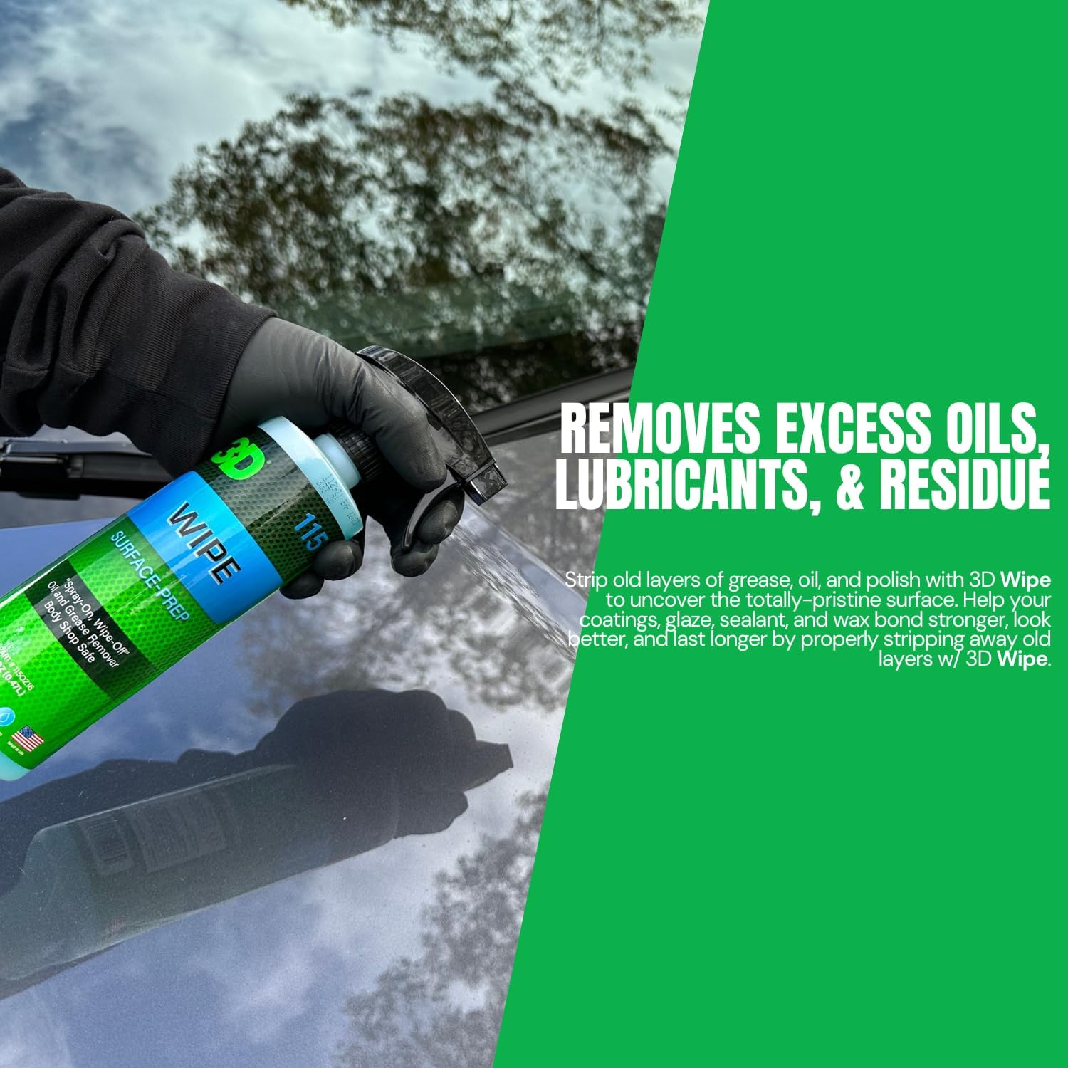 3D Wipe Ceramic Coating Surface Prep - Removes Excess Oils & Lubricants from Paint & Glass Prior to Ceramic Coating Application 1 Gallon
