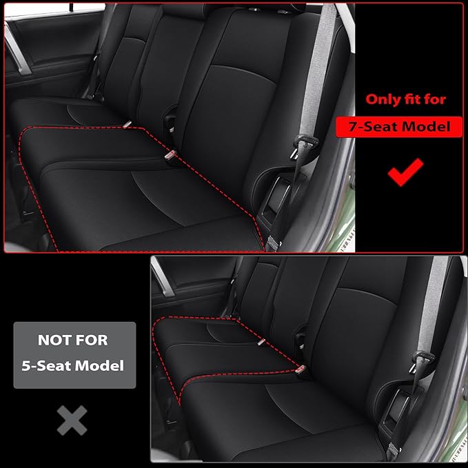 AOMSAZTO Custom Seat Covers for Toyota 4runner: 7 Seats 2011 2012 2013 2014 2015 2016 2017 2018 2019 2020 2021 2022 2023 2024 Leather Car Seats Cover Full Set Black for 4 Runner 7 Seaters