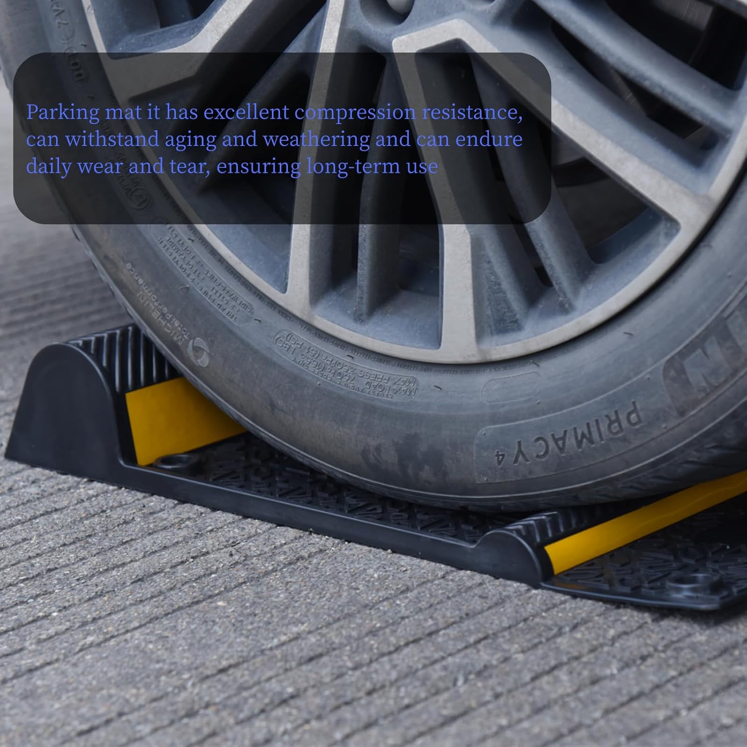 8 Pack Parking Mats for Garage Floors,21.6" X11.4" Durable Rubber Car Parking Guide Mat-Wheel Stopper with Reflective Yellow Strips,Garage Floor Stop Aid for Cars, Trucks, Indoor/Outdoor,Black